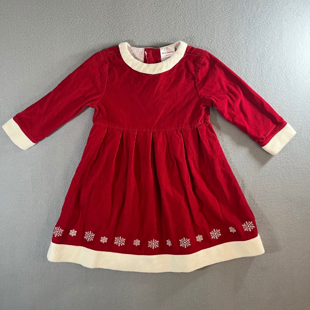 vintage Hanna Andersson Red Corduroy Snowflake Holiday Dress Size 100 4T Kids